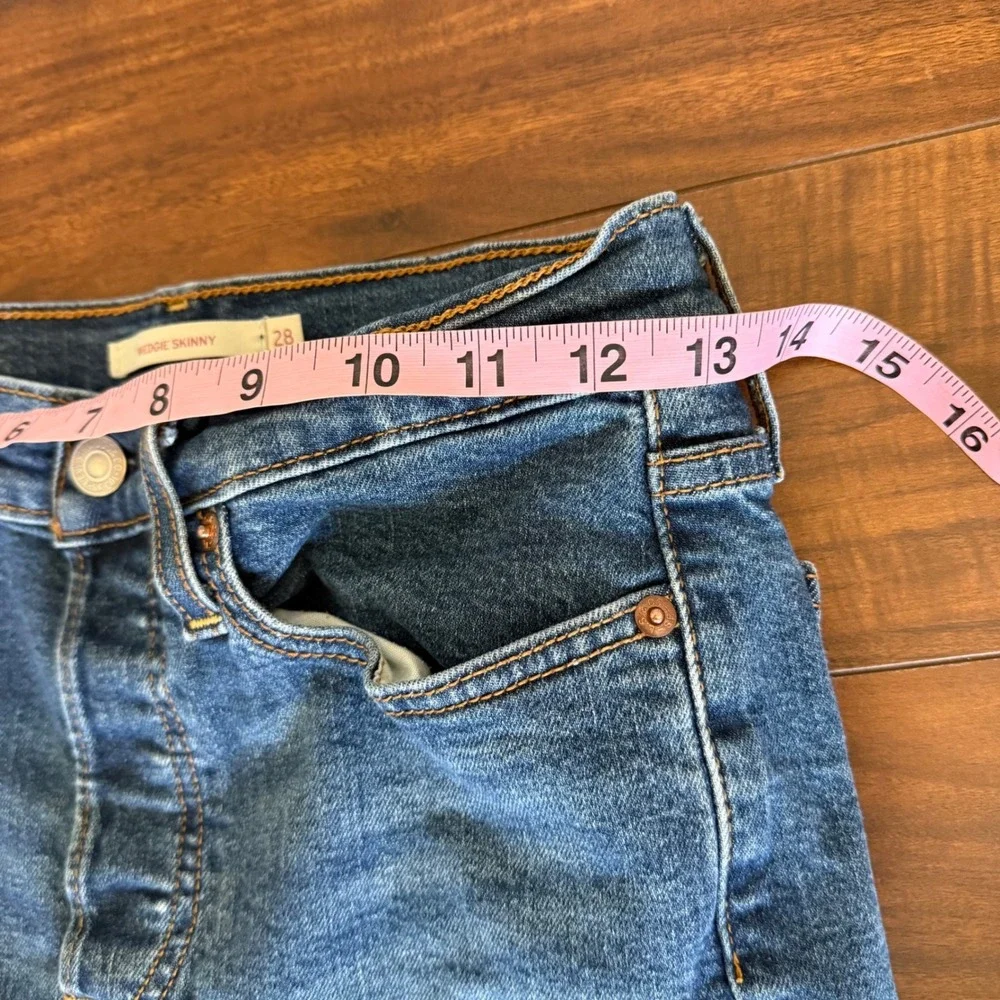 Levis Wedgie Skinny Jeans‎ Womens W28 Blue High Rise Button Fly Denim Classic